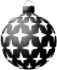 Christmas decorated ball halftone icon