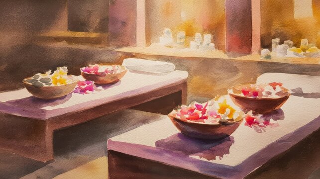 Hot stone massage therapy with glowing warmth in tranquil spa room, relaxing holistic wellness experience for stress relief and healing.