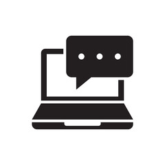 Laptop Chat Message Conversation Solid Icon