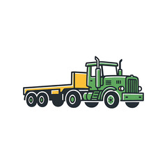 Vector illustration of a green flatbed truck on white background