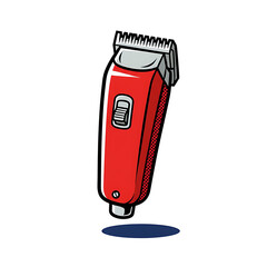 Red electric hair clipper illustration on white background