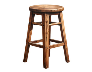 Wooden stool isolated on transparent background