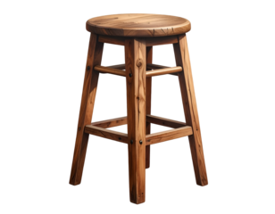 Wooden stool isolated on transparent background