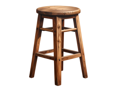 Wooden stool isolated on transparent background