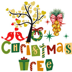 Christmas Tree With Birds Candy Canes And Bells wreath