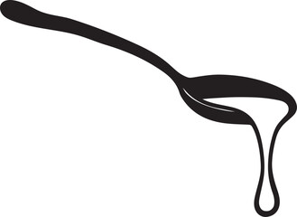  Condensed milk flowing down from spoon silhouette vector illustration