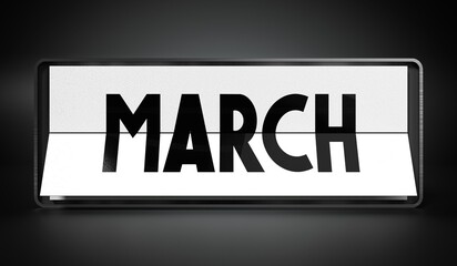 March - table calendar - 3D illustration