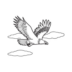 Fototapeta premium Majestic Eagle Soaring Through Clouds Line Art