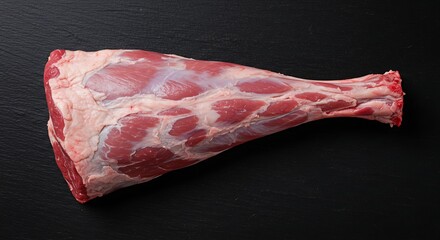 Raw Lamb Shank Bone-in Isolated on Black Background.