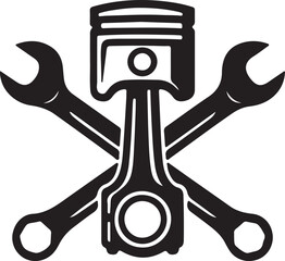 Piston and Wrenches icon silhouette vector illustration