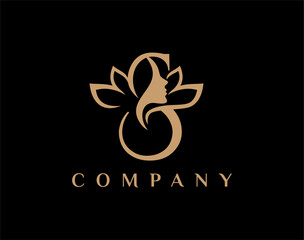 Letter S Beauty Face Lotus Flower Logo Design
