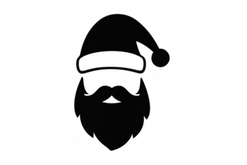 Santa claus beard and hat silhouette icon for christmas holiday design, representing festive season celebrations