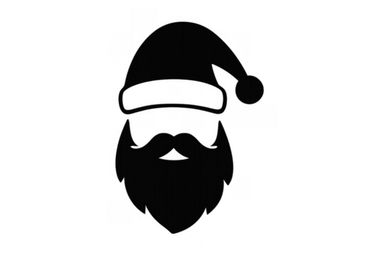 Santa claus beard and hat silhouette icon for christmas holiday design, representing festive season celebrations
