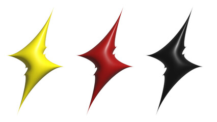 Glossy 3D lightning bolt icons – shiny metallic abstract thunder shapes