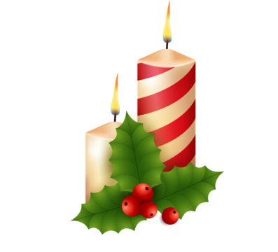 christmas candle and holly - Powered by Adobe