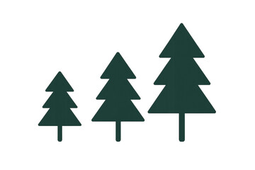 Fototapeta premium Spruce trees illustration in a simple flat design style on a transparent background, depicting nature and environmental themes
