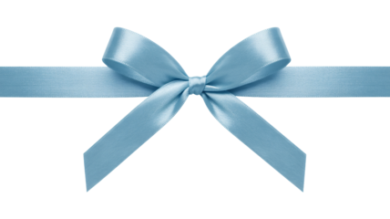 Elegant satin ribbon bow in soft pastel blue, perfect for celebrations, gifts, and delicate decorative accents that add a touch of charm.