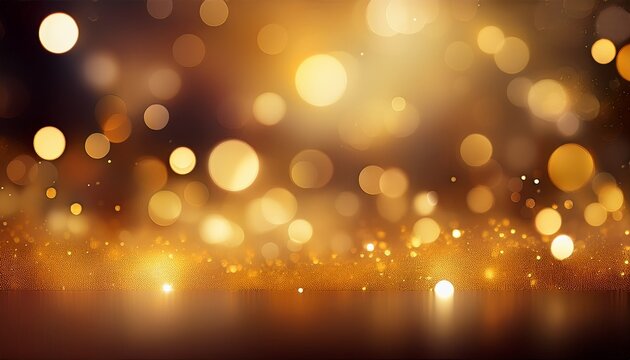 golden shiny abstract background with blurred lights sprinkles bokeh night dark party background ai image