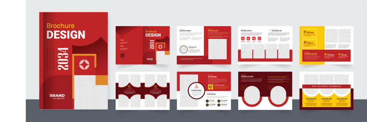 Business brochure template layout design, 16 pages corporate brochure fully editable text and template layout, minimal business brochure template design.