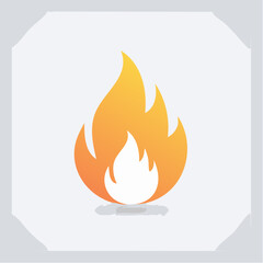 2D flame logo - fire burning isolated on white - 2d vector