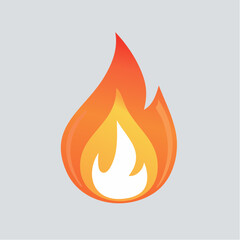 2D flame logo - fire burning isolated on white - 2d vector