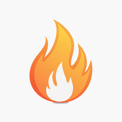 2D flame logo - fire burning isolated on white - 2d vector