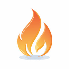 2D flame logo - fire burning isolated on white - 2d vector