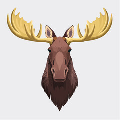 2D animation style moose isolated on white