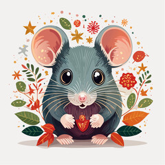 2D animation style mouse isolated on white