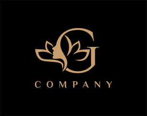 Letter G Beauty Face Lotus Flower Logo Design