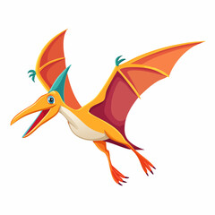 2D animation style Pterodactyl Dinosaur isolated on white