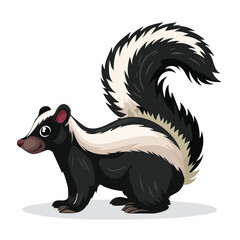 2D animation style Skunk  isolated on white