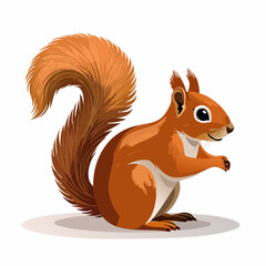 2D animation style Squirrel isolated on white