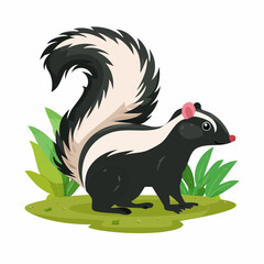2D animation style Skunk  isolated on white