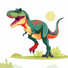 2D animation style Tyrannosaurus Rex Dinosaur isolated on white