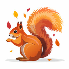 2D animation style Squirrel isolated on white