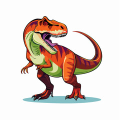 2D animation style Tyrannosaurus Rex Dinosaur isolated on white