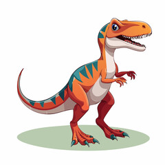 2D animation style Velociraptor Dinosaur isolated on white