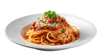 Classic Italian spaghetti with bolognese sauce and parmesan cheese.