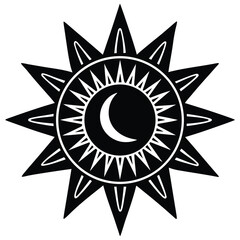 rustic tribal pattern with sun and moon symbols vector