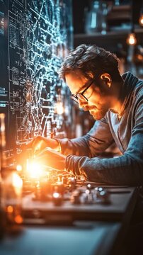 Electrical Engineer Soldering Components on Circuit Board Design