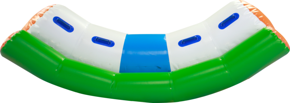 inflatable seesaw on transparent floor