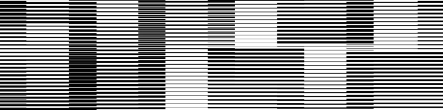 Gradient striped halftone texture background black white color. Repeating fading parallel lines backdrop. Gradation lines pattern. Doppler effect wallpapper vector 10 eps