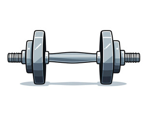 Stylish dumbbell resting on a flat surface, shiny metallic finish, gym theme, perfect for fitness promotions or weight training. Isolated on white background or PNG
