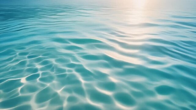 Gentle ocean surface moving in slow motion, soft sunlight reflections, relaxing pastel tones, minimal ripples, peaceful atmosphere, ideal for meditation or spa themes, loopable