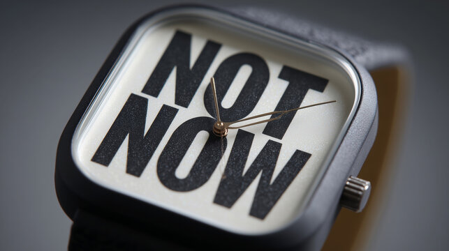 Close up of elegant classic wristwatch, concept for procrastination, delay and avoiding decisions