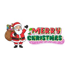 Santa's Festive Greetings: A jolly depiction of Santa Claus, brimming with holiday cheer, extends a warm welcome with a wave as Merry Christmas banner gleams beside him.
