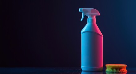 Powerful hygiene cleaner bottle on a sparkling surface, signifying deep cleanliness and a fresh, sanitized environment for all spaces ,sanitation ,routine ,cleansing