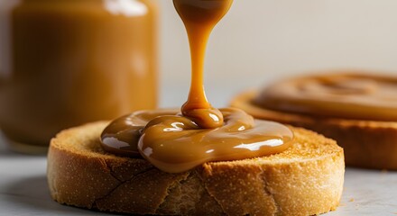 Creamy Dulce de Leche Softly Spreading Across Warm Toast