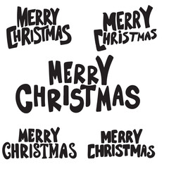Hand drawn "Merry Christmas" typography design.Festive black and white holiday lettering for cards,stickers,t-shirts,mugs,and decorations.Minimalist Christmas text art,perfect for winter designs.